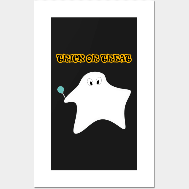 Trick or treat - Halloween, ghost, candy, lollipop. Wall Art by kerens